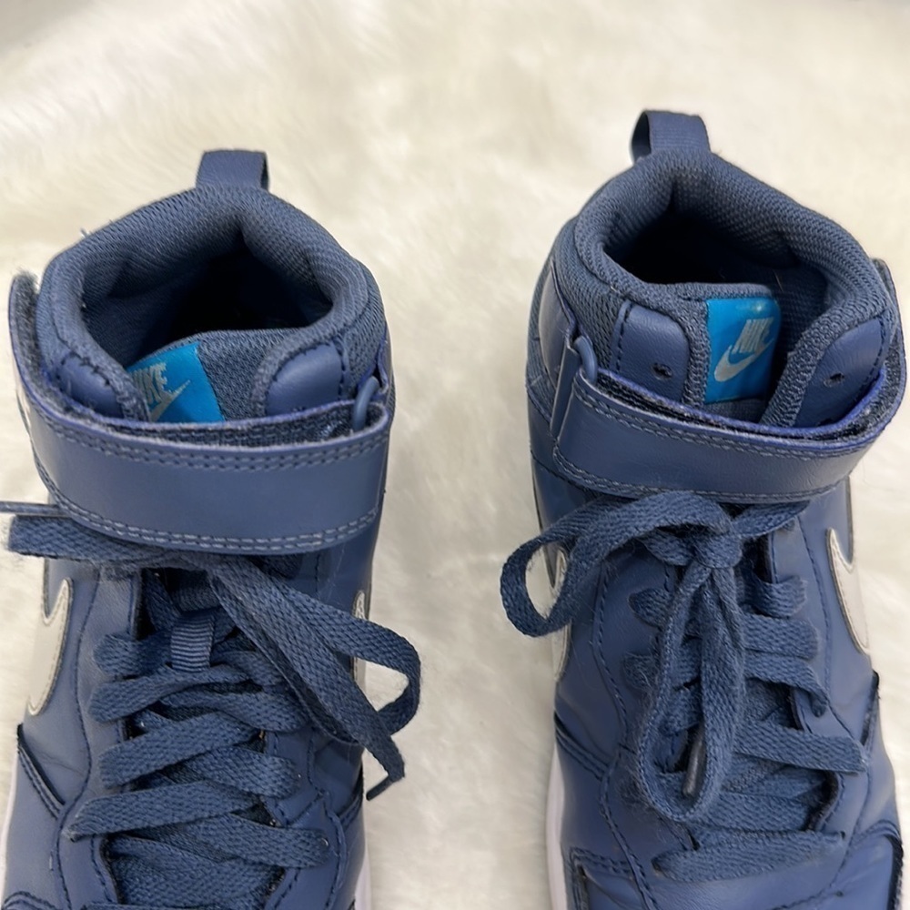Nike Mid Top Athletic Sneaker Size 5Y Youth Blue White Lace Up Basketball Shoes - Picture 5 of 15